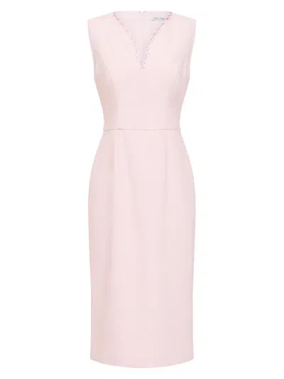 Kay Unger Women's Elliana Crystal-embellished Stretch-bouclé Midi-dress In Purple