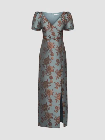 Kay Unger Women's Esmerelda Floral Jacqaurd Gown In Gray
