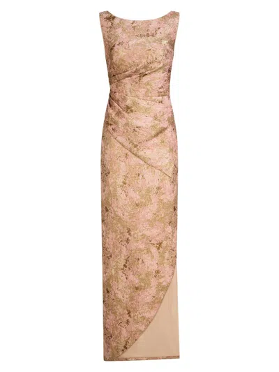 Kay Unger Women's Felix Metallic Abstract Jacquard Column Gown In Brown