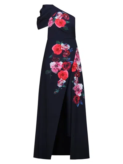 Kay Unger Women's Feyre Floral One-shoulder Jumpsuit In Black