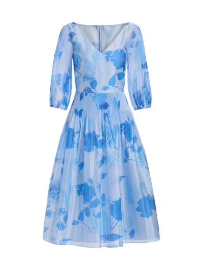 Kay Unger Georgina Midi Dress In Blue