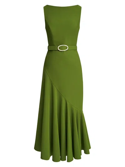 Kay Unger Women's Gianna Stretch-crêpe Midi-dress In Green
