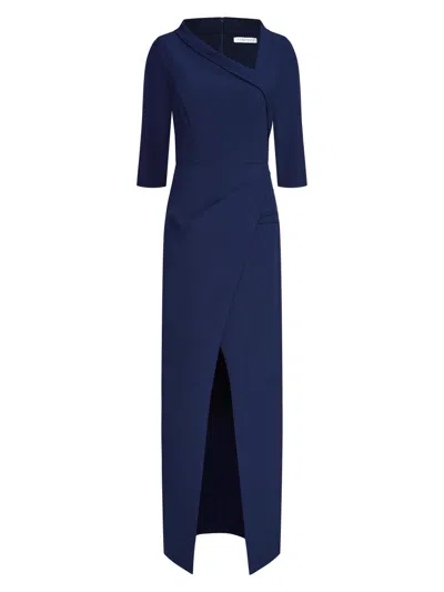 Kay Unger Women's Helena Stretch-crêpe Column Gown In Blue