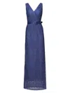KAY UNGER WOMEN'S HENDRIX BELTED LACE COLUMN GOWN