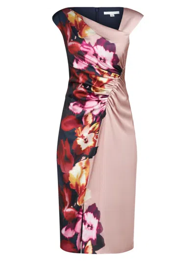 Kay Unger Women's Ilssa Asymmetric Midi-dress In Multi