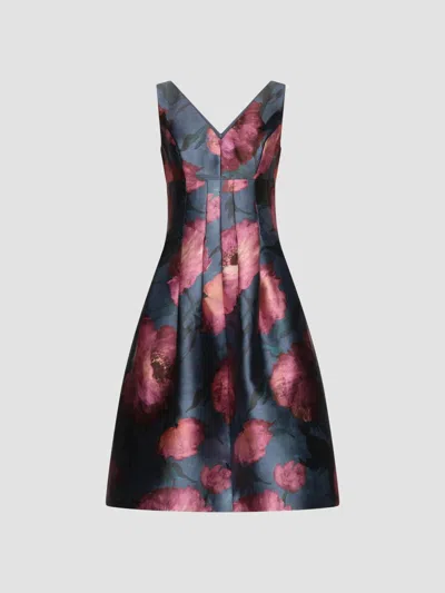Kay Unger Ines Poppy Cocktail Dress In Multi