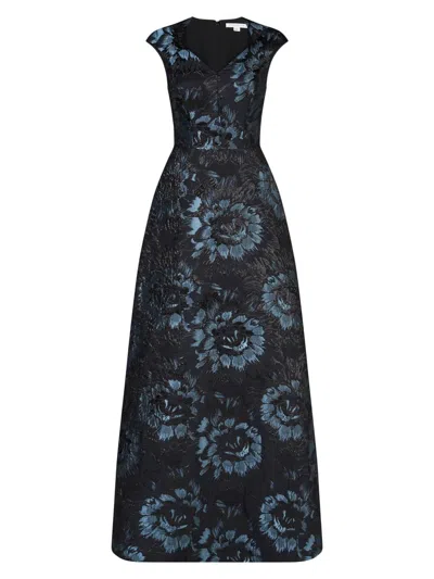 Kay Unger Women's Isabetta Floral Jacquard Gown In Black