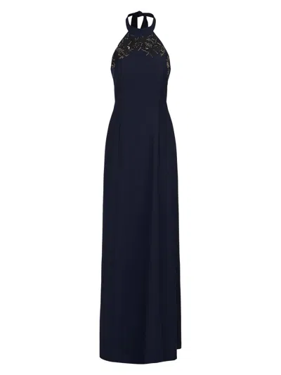 Kay Unger Women's Josephina Column Halterneck Gown In Blue
