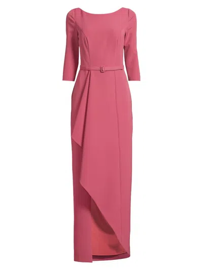 Kay Unger Women's Julia Cascade Ruffle Crepe Column Gown In Pink