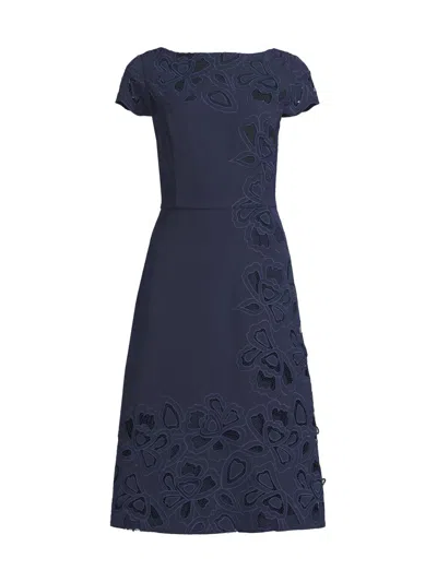 Kay Unger Women's Juliette Lace-trimmed Cocktail Dress In Blue