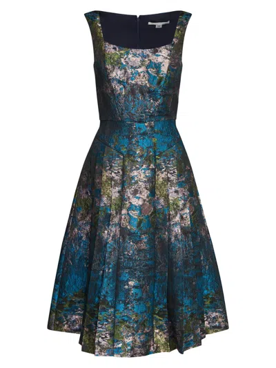 Kay Unger Women's June Jacquard Midi-dress In Blue