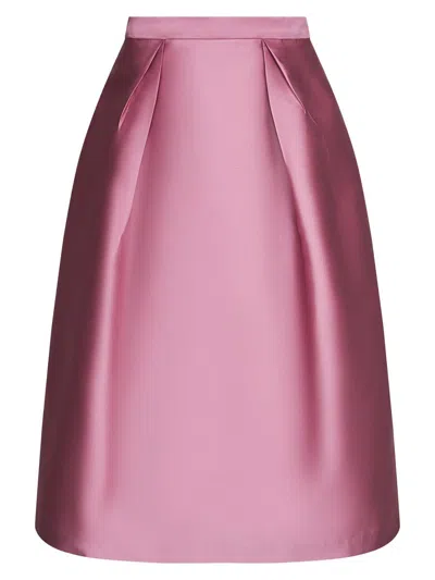 Kay Unger Women's Kendall Pleated Satin Midi-skirt In Pink