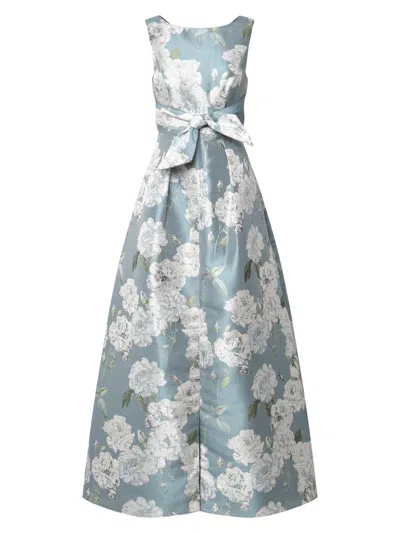 Kay Unger Women's Lilianna Floral Jacquard Bow Ball Gown In Blue