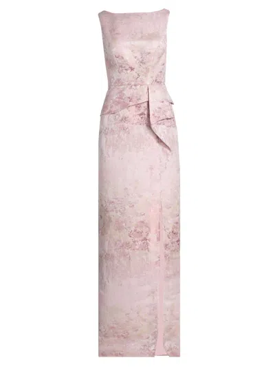 Kay Unger Women's Luciana Metallic Monet Jacquard Column Gown In Pink