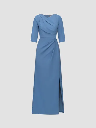 Kay Unger Women's Margerite Pleated Column Gown In Blue