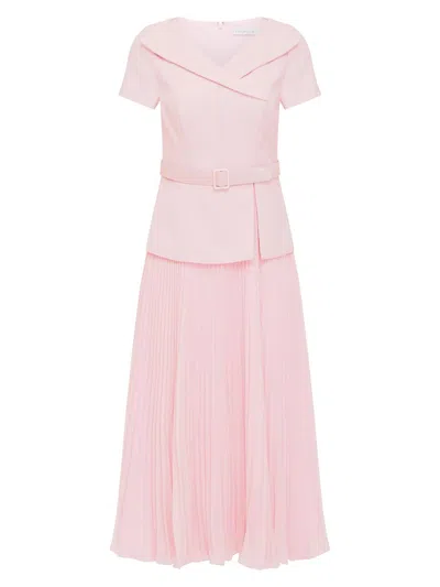 Kay Unger Women's Mila Stretch-bouclé Belted Floor-length Dress In Pink