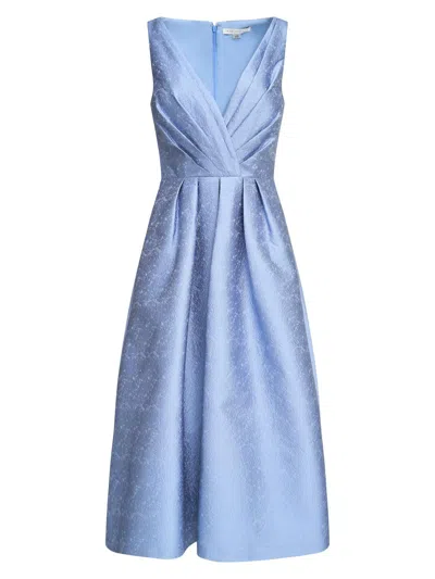 Kay Unger Women's Olivia Jacquard Sleeveless Midi-dress In Blue