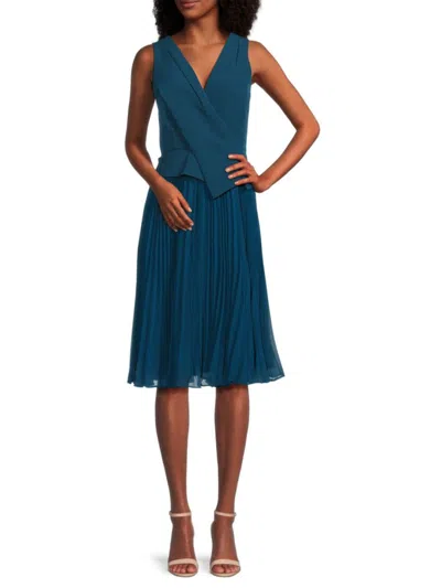 Kay Unger Women's Orella Sleeveless Midi-dress In Blue