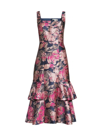 Kay Unger Women's Paige Floral Jacquard A-line Midi-dress In Multi