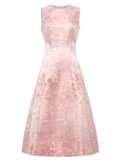 Kay Unger Women's Philippa Metallic Jacquard Tea-length Dress In Pink