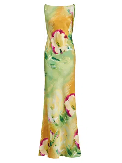 Kay Unger Women's Pippa Floral Satin Gown In Citrine