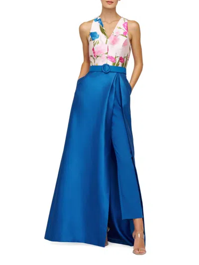 Kay Unger Women's Rhyan Walk-thru Printed Satin Jumpsuit In Multi