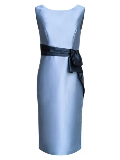 Kay Unger Women's Rosalie Satin Tie-waist Midi-dress In Blue