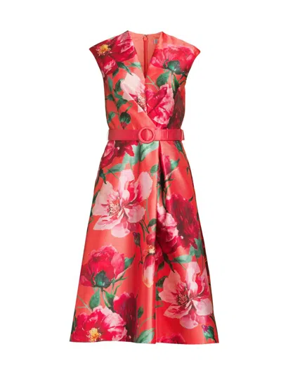 Kay Unger Women's Rosemund Floral Mikado Midi-dress