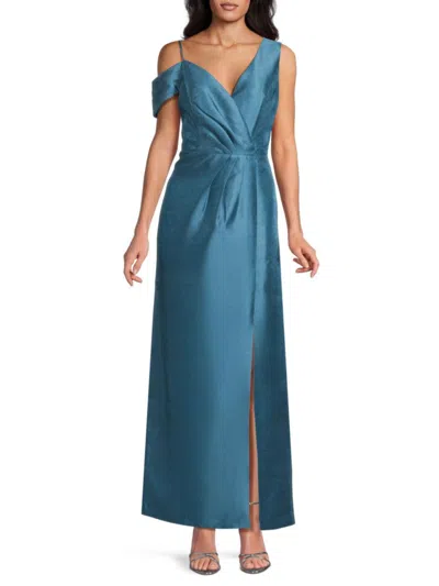 Kay Unger Women's Rowan Satin Column Gown In Blue