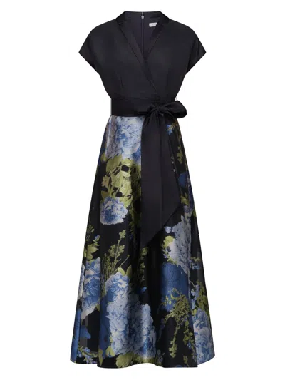 Kay Unger Women's Samira Metallic Floral Gown In Blue