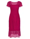 Kay Unger Tatum Floral Lace Midi Cocktail Dress In Sangria
