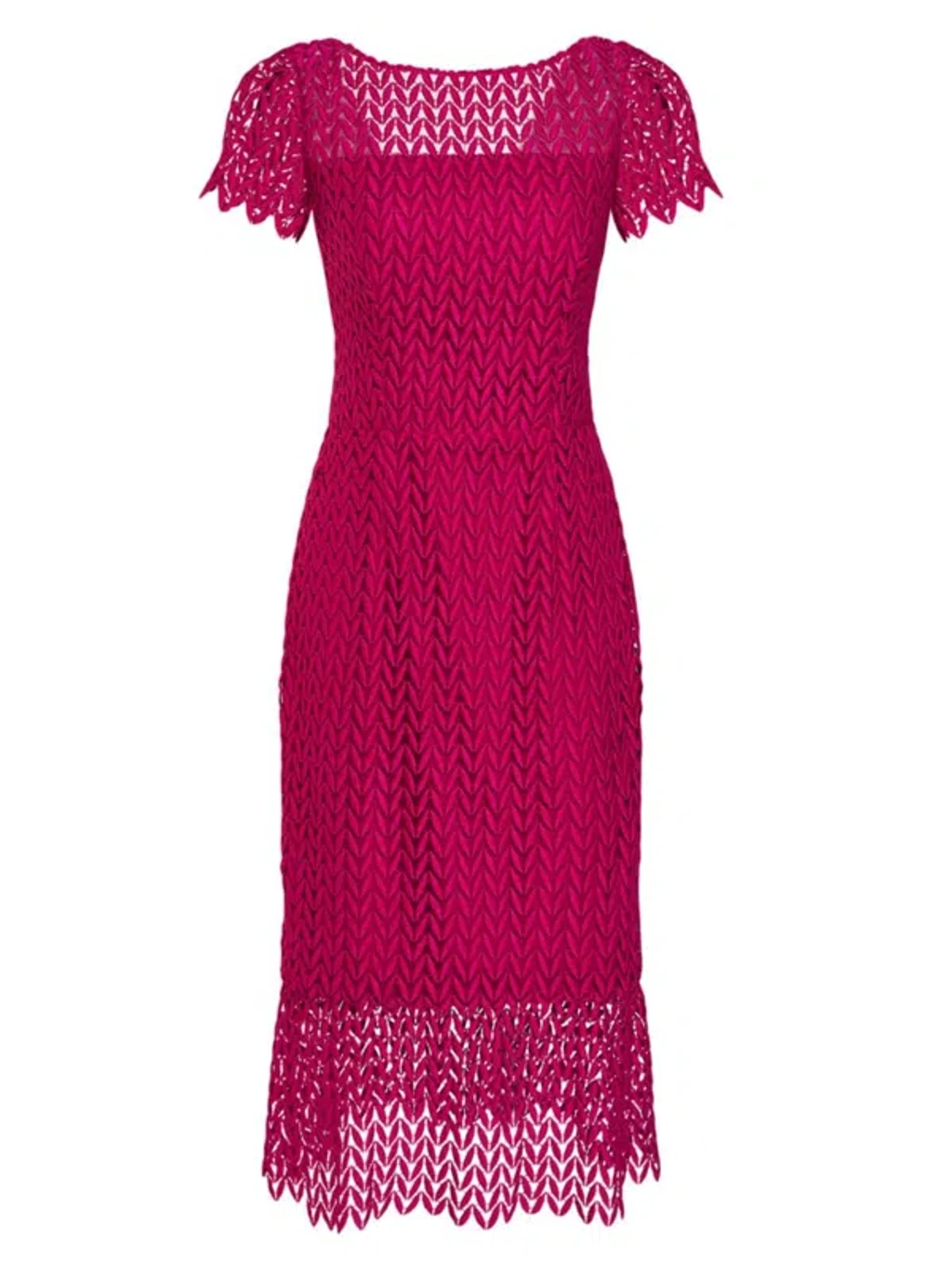 Kay Unger Tatum Floral Lace Midi Cocktail Dress In Sangria | ModeSens