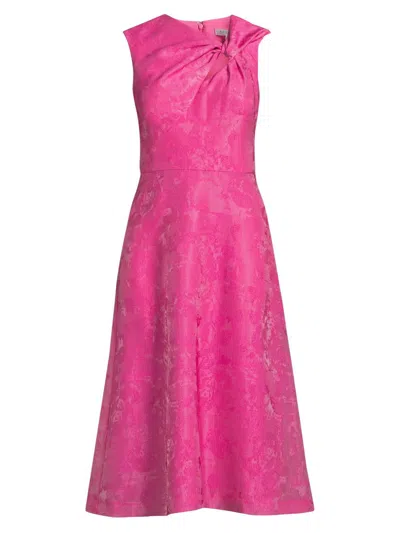 Kay Unger Women's Valencia Jacquard Sleeveless Midi-dress In Pink