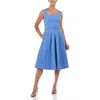 Kay Unger Womens Floral Midi Cocktail And Party Dress In Blue