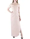 Kay Unger Womens Jacquard Column Evening Dress In Pink