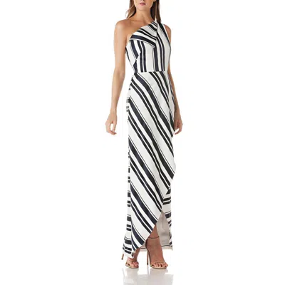 Kay Unger Womens Striped Polyester Evening Dress