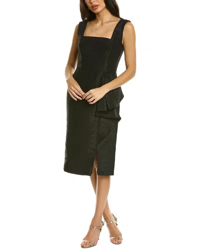 Kay Unger Yuri Knee Length Midi Dress In Black