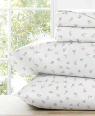 Kaycie Gray Printed Microfiber Sheet Sets In White