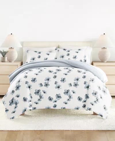 Kaycie Gray Watercolor Floral Printed 3-pc. Duvet Cover Set, King/california King