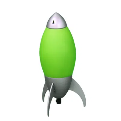 Kayestyle 10.5" Tall Acrylic Kids Table Lamp, Rocket Ship Design, Green
