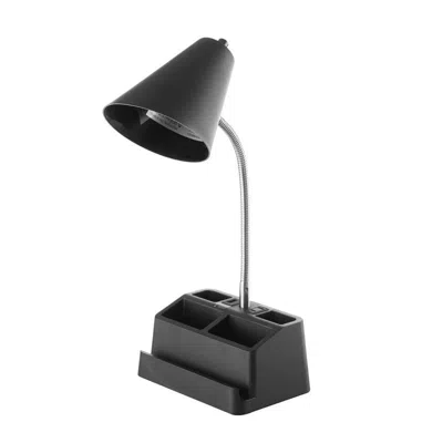 Kayestyle 15" Organizer Desk Lamp, Black, With Usb Port And Ac Outlet
