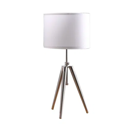 Kayestyle 34.25" - 29.25" In Mid-century Adjustable Tripod Chrome/silver Metal Table Lamp
