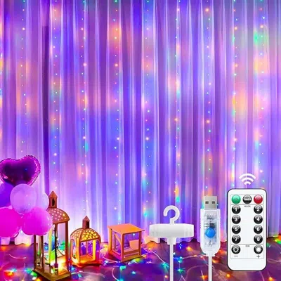 Kayestyle Curtain Lights, 300 Led Dimmable Fairy Lights With Remote And Timer, 8 Modes, Usb Powered String Lig