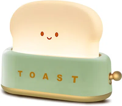 Kayestyle Desk Decor Toaster Lamp, Rechargeable Small Lamp With Smile Face Toast Bread Cute Toaster Shape Room