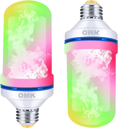 Kayestyle Led Flame Effect Fire Light Bulbs (2 Pack), Flame Decor 4 Modes Flickering Fire Simulated Lamps, E26