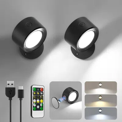 Kayestyle Lightbiz Led Wall Mounted Lights 2 Pcs With Remote, Wall Sconces Lamp 3000mah Rechargeable Battery O