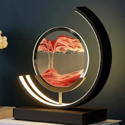 Kayestyle Moving Sand Art Picture With Led; 3d Round Sand Picture Lamp 3 Colors Art Light With Stand Relaxing 