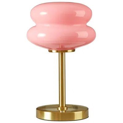 Kayestyle Pink Double Bubble Glass Table Lamp, 12.4" H