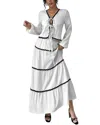 Kayla Paris 2pc Blouse & Skirt Set In White