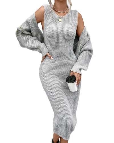 Kayla Paris 2pc Cardigan & Dress Set In Grey